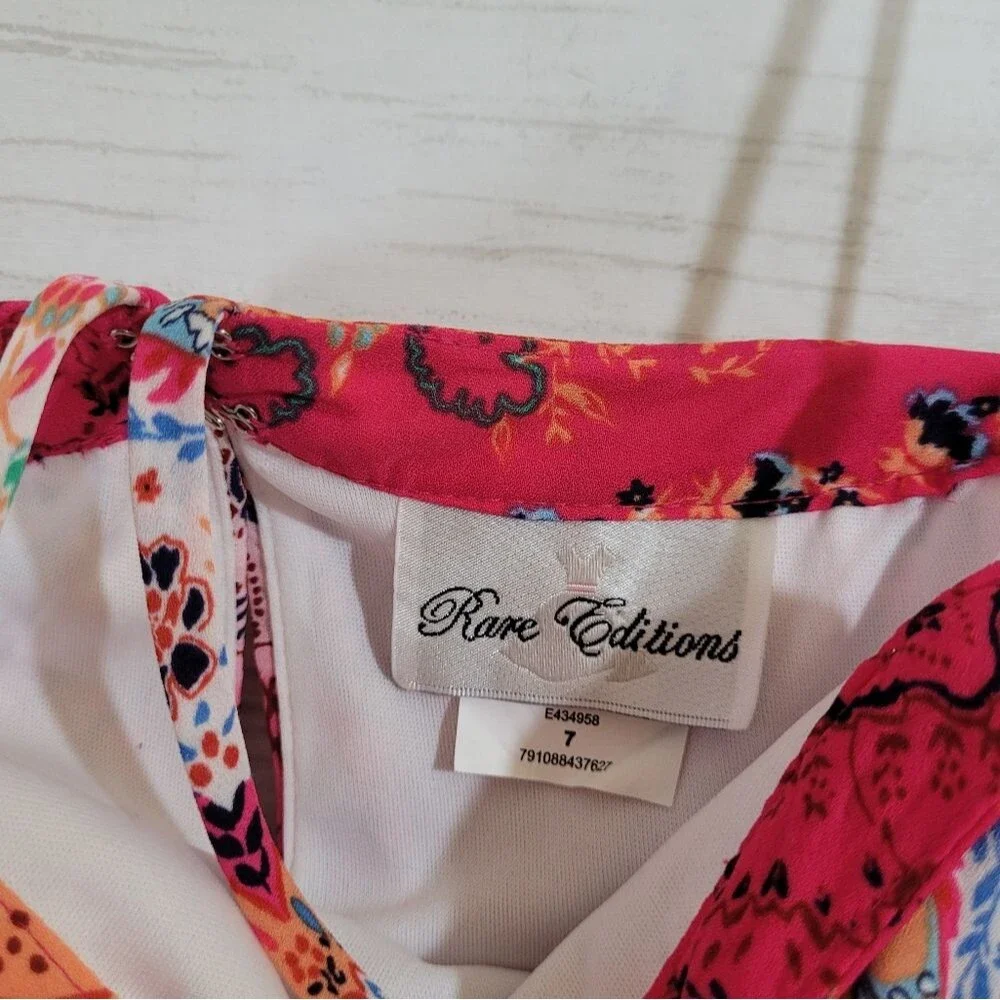 Girls Rare Editions Boho Chic Aztec Design‎ Fuchsia Floral Cold-Shoulder Dress 7